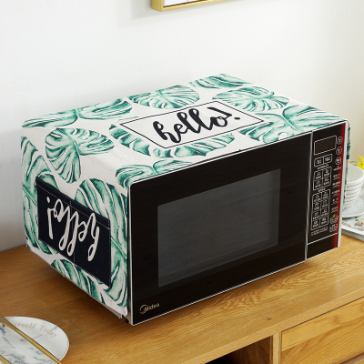 床头柜盖巾棉麻布艺盖布防水防油罩通用烤箱罩防尘罩微波炉罩 绿色丛林06 防水.小双开门冰箱[150*60cm]