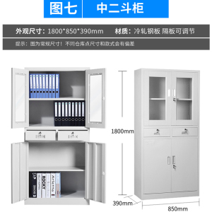文灵钢制文件柜办公资料柜铁皮档案柜带锁储物柜财务凭证柜