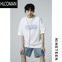 HLCOMAN/2025夏季新款260g潮牌印花学生青少年宽松短袖T恤半袖男生