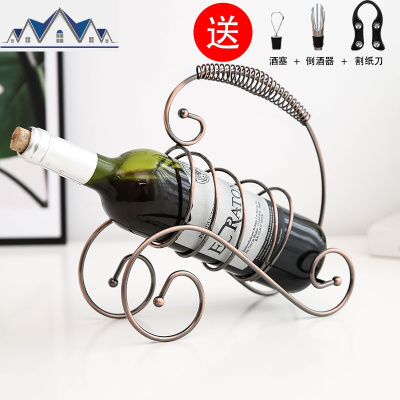 欧式红酒架家用葡萄酒架摆件红酒杯架倒挂个性创意高脚杯架酒瓶架 三维工匠收纳层架