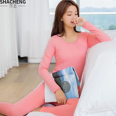 棉质秋衣秋裤套装女士保暖内衣中学生薄款线衣大码内穿棉毛衫莎丞