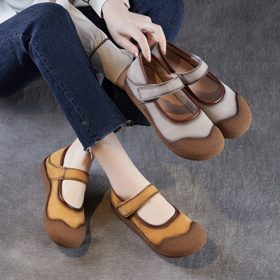 春季新款真皮女鞋软底软面舒适百搭复古牛皮豆豆鞋浅口单鞋女