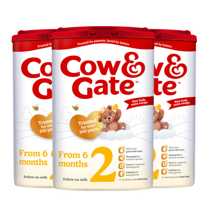有效期到26年7月-3罐装 | 英国牛栏Cow&Gate 婴幼儿配方奶粉2段6-12个月 800g