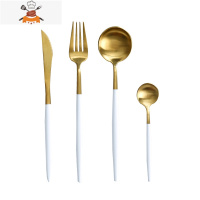 304不锈钢刀叉勺筷网红ins风西餐餐具套装情侣四件套家用牛排刀叉 敬平 白金(2勺叉刀)4件套