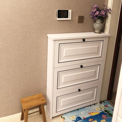 简约现代超薄翻斗鞋柜24cm白色翻转客厅大容量玄关厅柜17cm