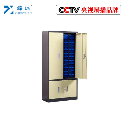 臻远零件柜抽屉式工具柜 48抽蓝色带门加工具柜中号