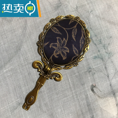 敬平手持镜子带柄香云纱手工布艺便携桌面可立中式复古折叠随身小镜子便携式用镜 18