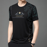 品质男士高档小牛头半袖春夏季高端休闲冰丝T恤圆领薄款时尚上衣