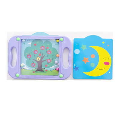 儿童迷宫玩具走珠男孩4-6岁专注力训练玩具平衡滚珠掌上游戏紫色-卡片背面有故事