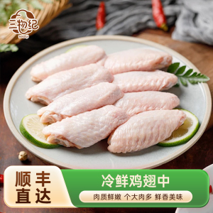 [苏鲜生推荐] 三物纪 鸡翅中1kg/袋 2袋装 冷冻半成品空气炸锅食材 经典锁鲜