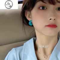 JiMiHUALU-冰透蓝绿色果冻街头ins风耳钉c型亚克力圈圈耳环耳夹
