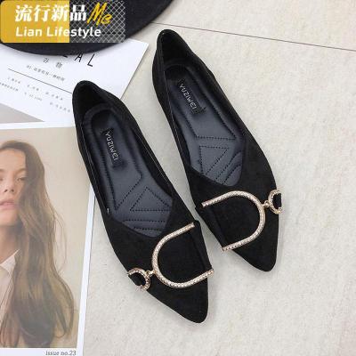 网红平底单鞋女2020春季新款尖头搭配小裙子的鞋瓢鞋四季鞋豆豆鞋知义(ZHIYI)休闲鞋