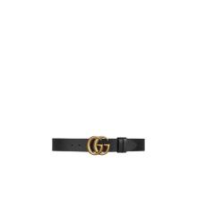古驰(GUCCI)真皮双G扣可调节商务休闲皮质加宽舒适男士腰带