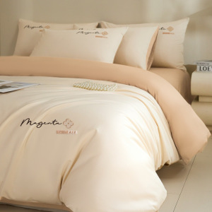 轻奢60支长绒棉刺绣全棉四件套纯棉床单被套简约高级感床上用品