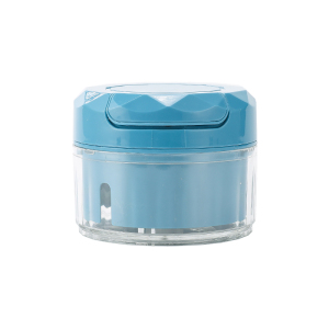 拉蒜搅蒜器家用蒜泥器迷你蒜蓉机切蒜手动多功能蒜泥摆摊货源 敬平 新款蓝色拉蒜器304精钢刀头研磨碗(碎物器)