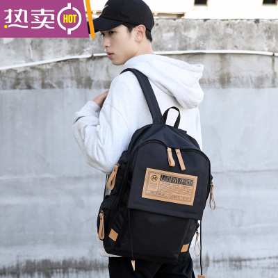 NEWLAKE青少年书包男初中生双肩包五六年级小学生2021年新款ins潮牌背包730黑色