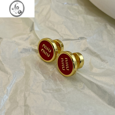 JiMiM字母徽标金属耳钉珐琅圆形耳环2023年新款潮耳饰高级感法式气质