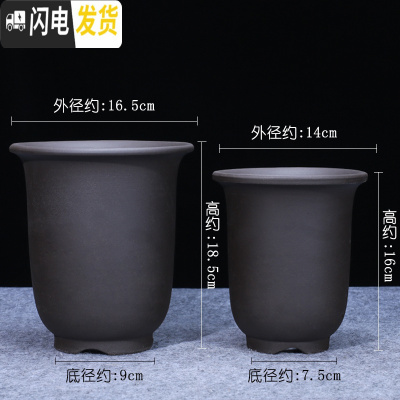 三维工匠紫砂花盆 兰花盆 微瑕捡漏 大号简约个性多肉花盆绿萝 君子兰花盆 浅绿色黑色京钟大小一套 中等花盆容器