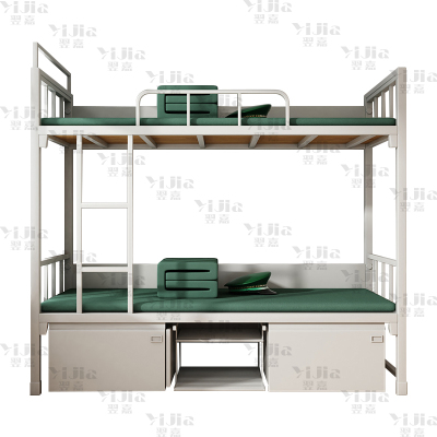 翌嘉YJ3110746 制式营具双人床营房宿舍铁架床双层高低床上下铺钢制组合床公寓床含床下柜