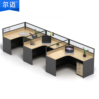尔迈 屏风隔断办公桌椅组合 职员桌员工桌电脑桌办公桌组合卡位办公员工位 F型 三人位右边 标准