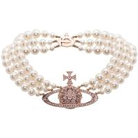 Vivienne Westwood女珠宝首饰珍珠时尚饰品Bijoux Pink Goldcreamrose皇冠项链