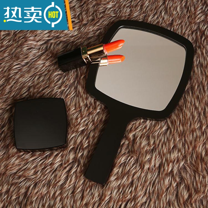 敬平随身便携翻盖补妆镜女化妆镜小镜子迷你折叠镜美容院纹绣手柄镜便携式用镜 老款黑色手柄镜