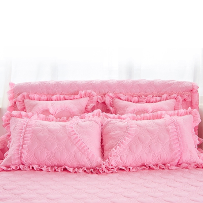 SleepyBear婚庆蕾丝粉色枕头套一对韩版荷叶花边公主风单人4874学生枕套