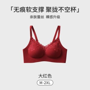 2026新款螺纹内衣女聚拢小胸收副乳防下垂性感蕾丝无痕美背文胸罩