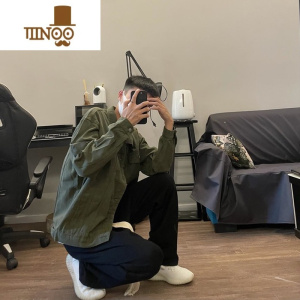 YANXU2023复古牛仔夹克外套男士韩版修身一套搭配帅气休闲三件套