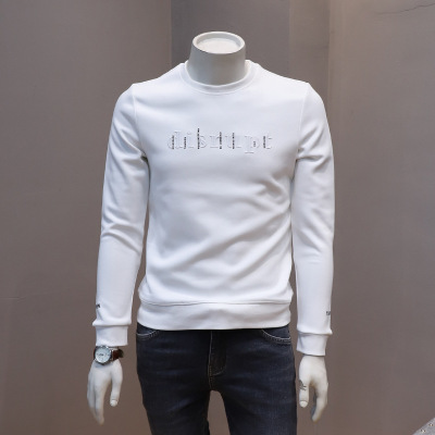 男士秋冬季新品修身卫衣年新款韩版青年圆领加绒加厚长袖上衣_1