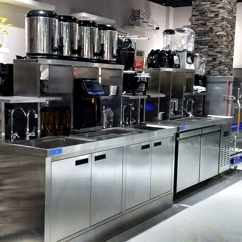 奶茶店设备全套商用冷藏不锈钢作台奶茶水吧台饮品店工作台