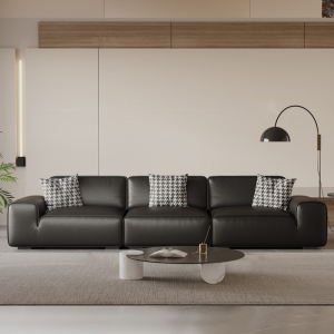 大象耳朵云朵沙发意式摩卡色真皮沙发客厅高端直排头层牛皮沙发