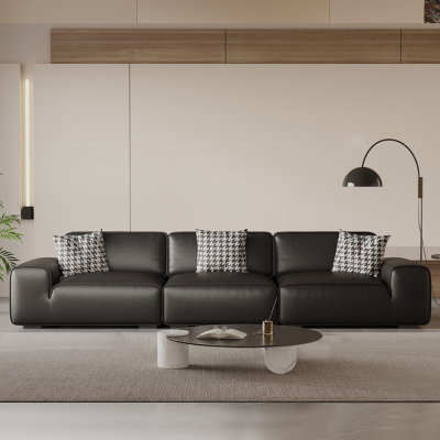 大象耳朵云朵沙发意式摩卡色真皮沙发客厅高端直排头层牛皮沙发