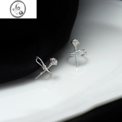 JiMi925银玫瑰花耳夹女法式高级感2023年新款潮冷淡风ins无耳洞耳骨夹