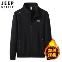 JEEPspirit男士冬季新款加绒加厚外套立领宽松衣服开衫卫衣6287
