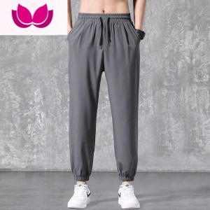 七斓冰丝裤子男夏季超薄款百搭休闲工装宽松束脚九分裤潮牌速干运动裤