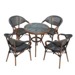 双管70mm一桌四椅 户外桌椅庭院露台阳台藤椅三件套露天花园小桌椅室外奶茶店休闲椅 一桌四椅