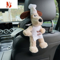 三维工匠汽车座椅背遮阳板纸巾盒抽创意可爱卡通车载上挂式抽纸盒车内用品 小狗抽纸盒+厨师小狗公仔-送纸巾