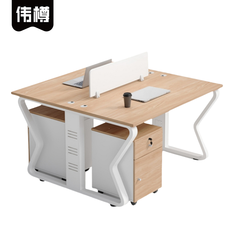 伟樽职员办公桌双人位带二柜120*120*75cm套