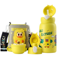 杯具熊魔法鸭子儿童保温杯带湿巾带吸管儿童水杯316不锈钢内胆儿童保温壶630mlBEDDYBEAR