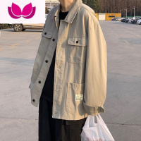 七斓港风日系复古长袖衬衫男ins潮牌宽松工装衬衣薄款休闲外套