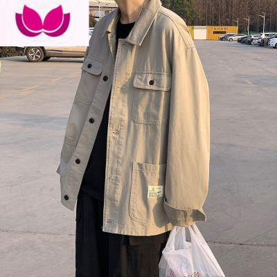 七斓港风日系复古长袖衬衫男ins潮牌宽松工装衬衣薄款休闲外套