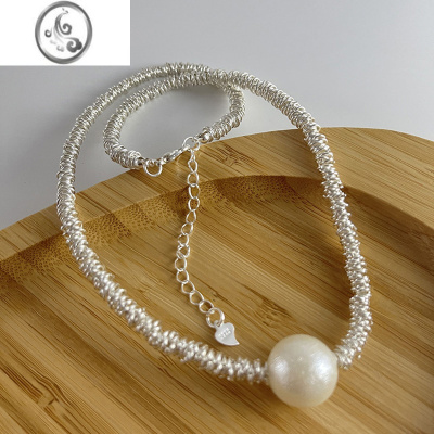 JiMi抖音网红同款小众设计ins博主设计感碎银子项链简约时髦感锁骨链