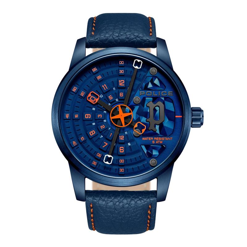 POLICE 男款石英腕表简蓝盘碳纤维动感潮流商务名品手表