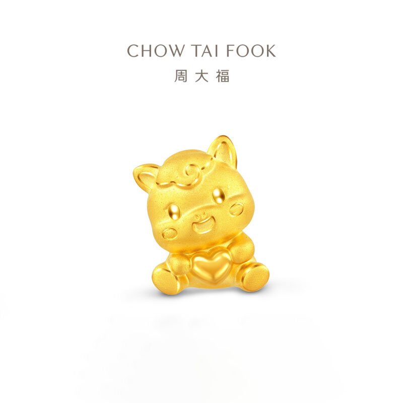 周大福马年生肖系列 爱心小马足金黄金转运珠女送生日礼物EOR1549
