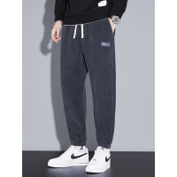 雪尼尔加厚重磅卫裤男生秋冬新款保暖潮牌运动束脚灯芯绒裤子男款