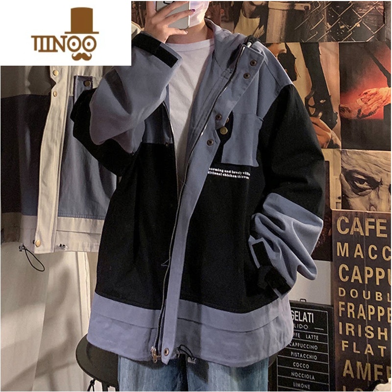 YANXU男士外套潮牌男美式工装夹克痞风宽松潮流学生百搭感