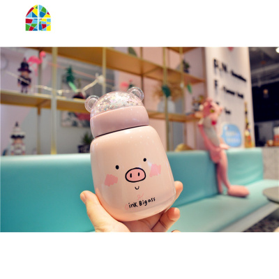 韩版超萌水杯小猪保温杯少女心ins学生可爱小巧便携儿童迷你杯子 FENGHOU 新款渐变猪