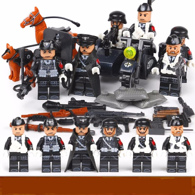 军事小人德军小人偶二战士兵兵人玩具乐高积木男孩子儿童拼装人仔防卫军6人(71009)