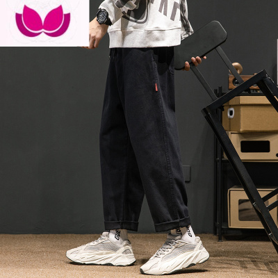 七斓日系黑色工装裤男士春季大码长裤直筒宽松阔腿裤潮牌复古休闲裤子